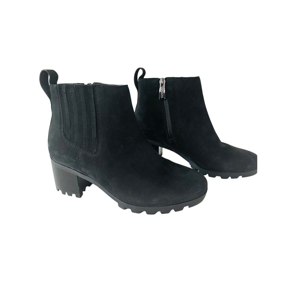 Vionic Wilma Womens 6.5 Black Waterproof Suede Chelsea Ankle Boots Lug Heel Zip
